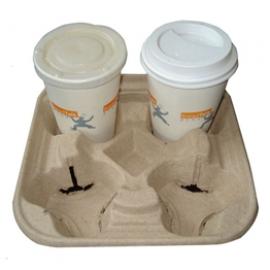 Disposable pulp four cup holder